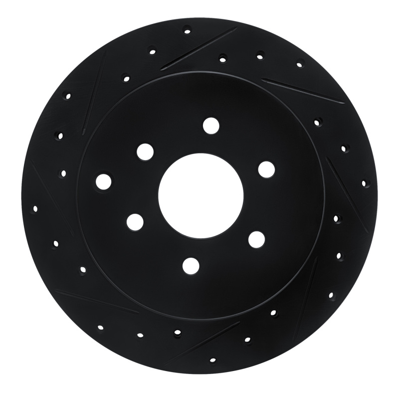 Nissan Pathfinder Brake Rotor (1) - Rear Left - R1 Concepts - Drilled & Slotted - Black - `05-`12